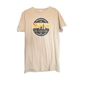 Kids Washington DC The Nations Capital Graphic T Shirt Size S Beige Cotton